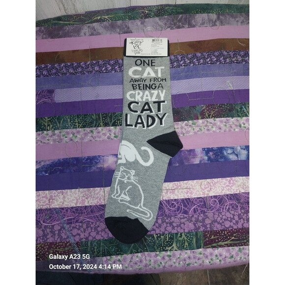 Crazy Cat Lady Unisex Crew Socks Primitives by Kathy Fashion New - Picture 2 of 3